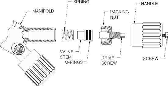 Robinair 41400 Series Manifold Stem Repair Diagram