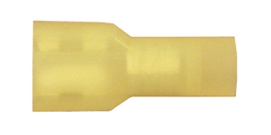25-Pack Yellow 10-12 Gauge Female .250" Flag 90° Connectors With 3M Heat Shrink - Made In USA