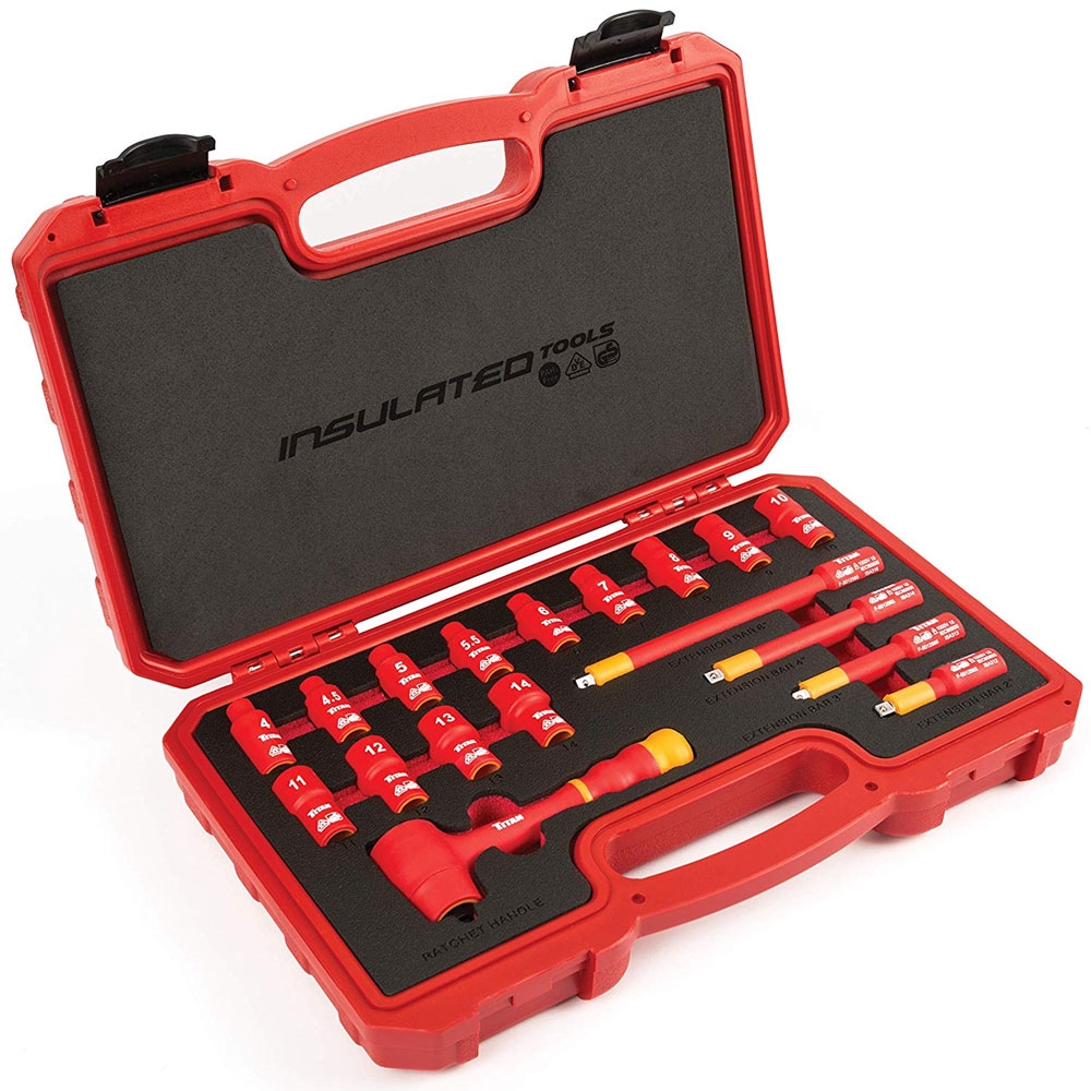 66100 Titan 18 pc. 1/4 in. Drive Metric VDE Insulated Socket Set